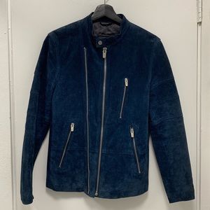 Zara Navy Blue Bomber Jacket (faux suede)